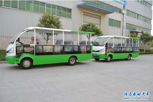 鴻馬20座燃油觀光車亮相河南禹州